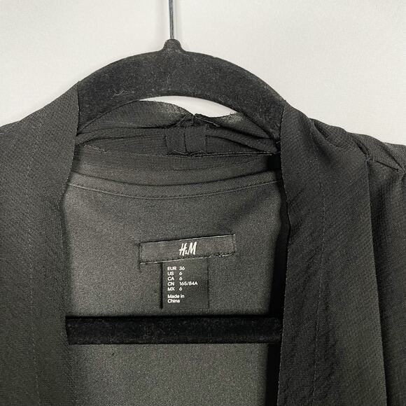 H&M Black Size 6 Faux Wrap High Low Dress Sleeveless Lined Cocktail Layered - Picture 8 of 10